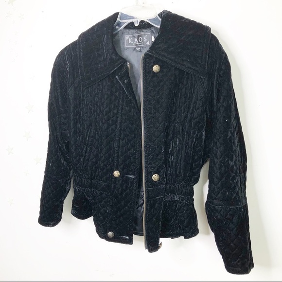 Kaos By Andy John’s black velvet quilted jacket - Picture 3 of 13